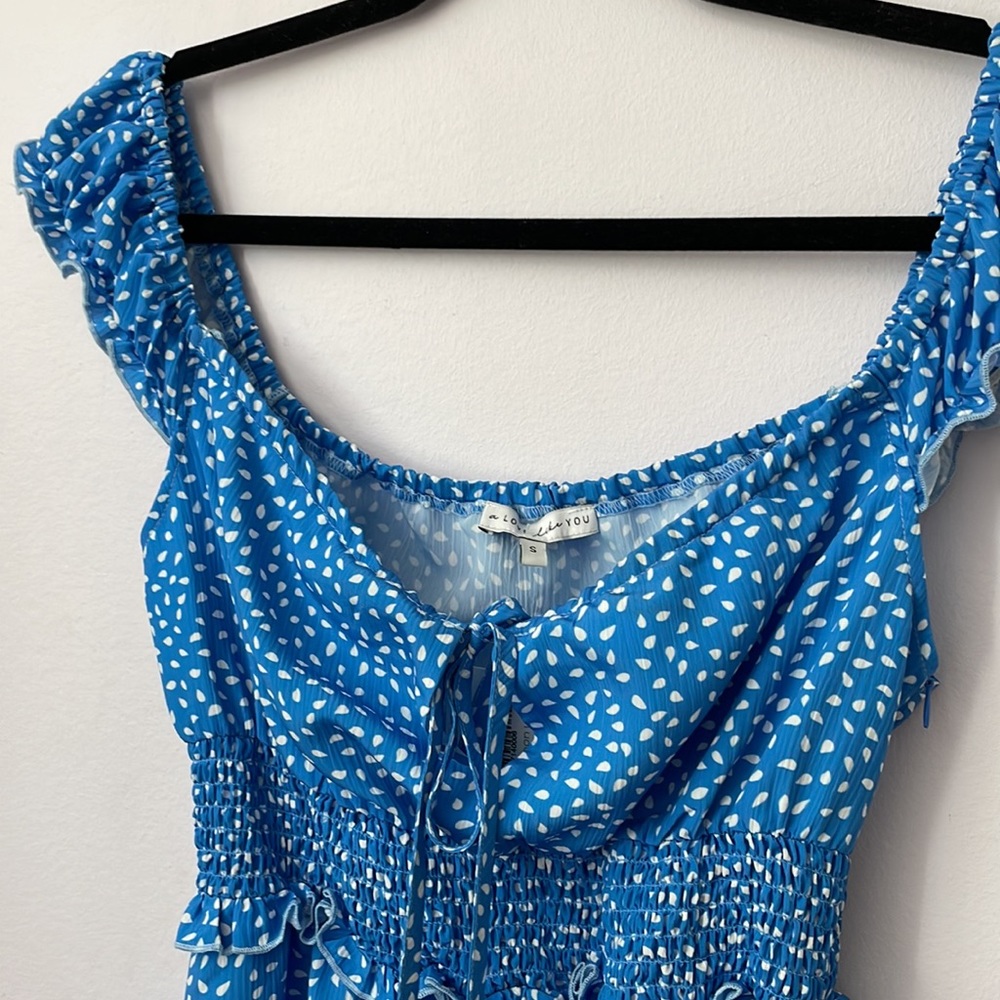 Blue Patterned Mini Dress - Picture 2 of 4